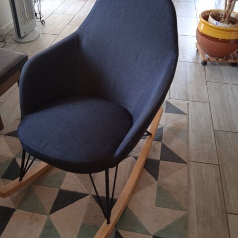 rocking chair tissus gris origine maison du monde 100 Le P�age-de-Roussillon (38)