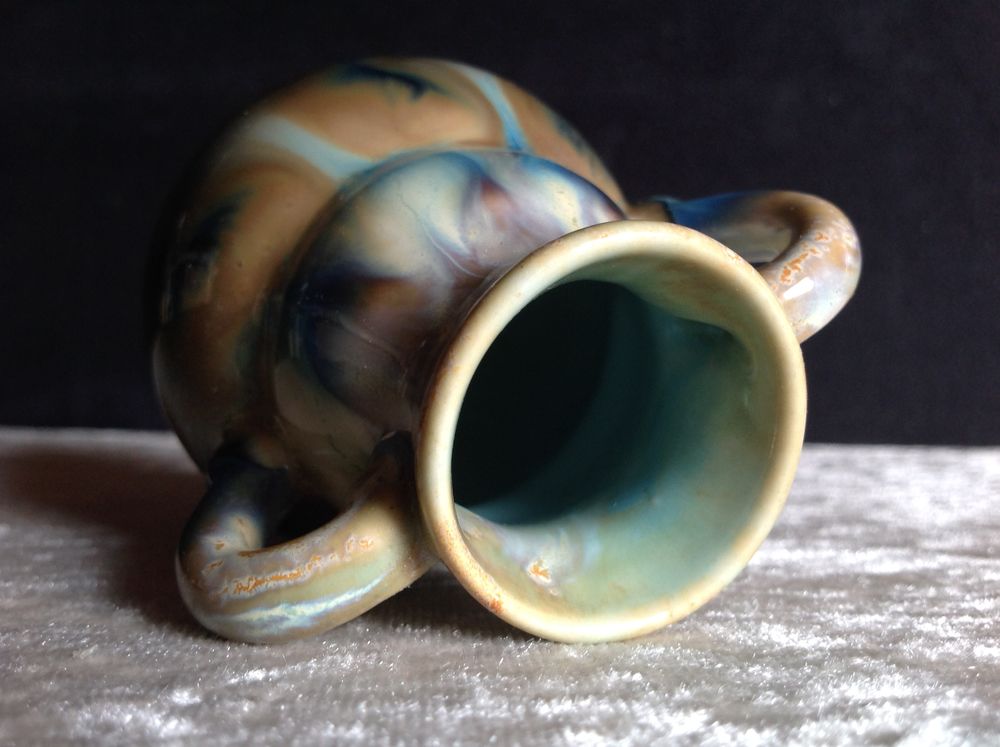 PETIT VASE &Agrave; DEUX ANSES EN FAIENCE PARFAIT &Eacute;TAT Envoi Possib Décoration