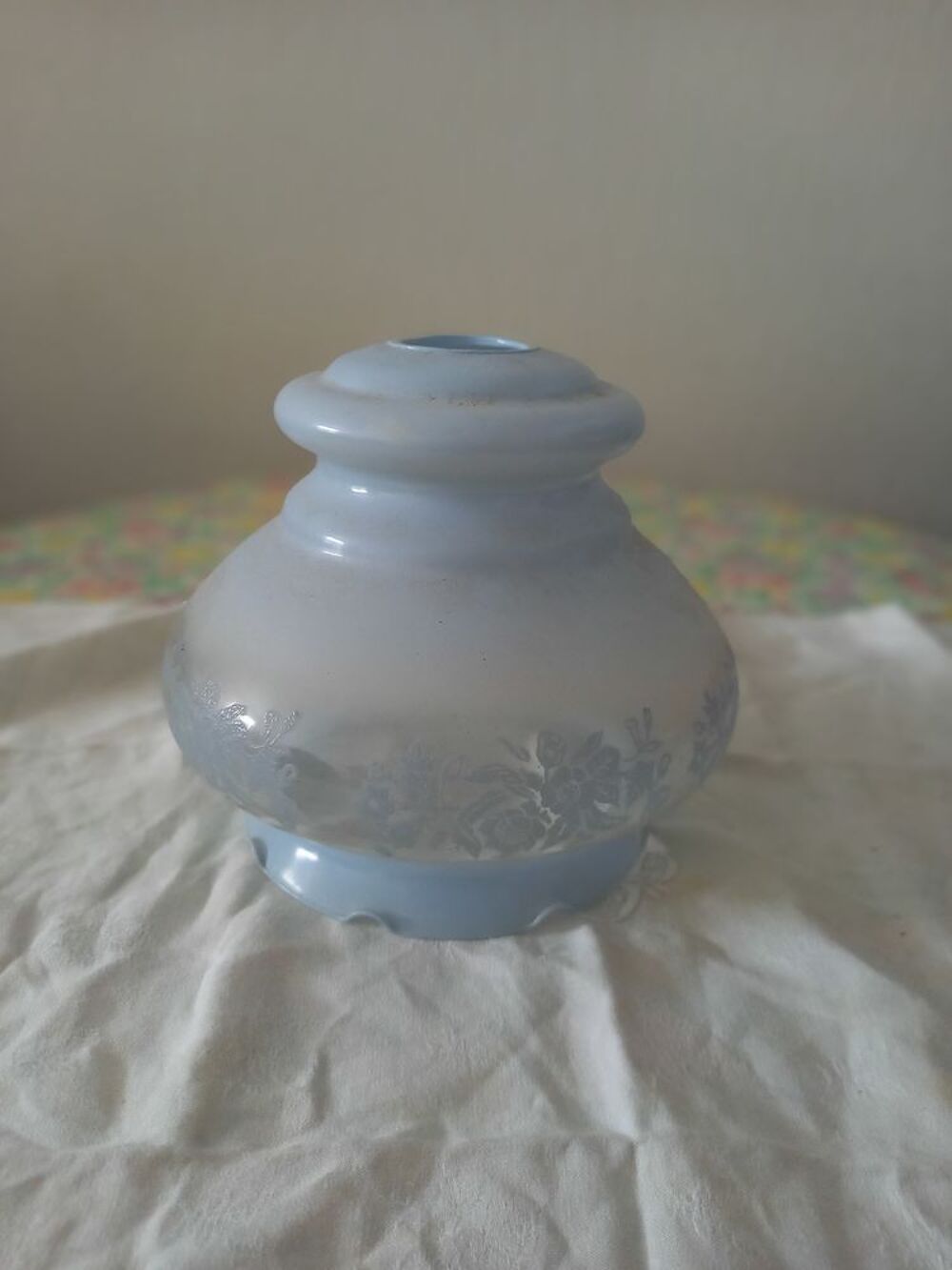 ABAT JOUR ART DECO OPALINE BLEUE Décoration