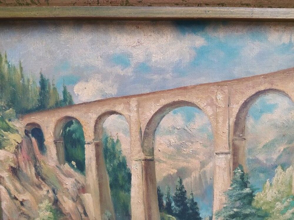 Tableau Viaduc de Sainte Marie Les Houches Sign&eacute; Leroux 
