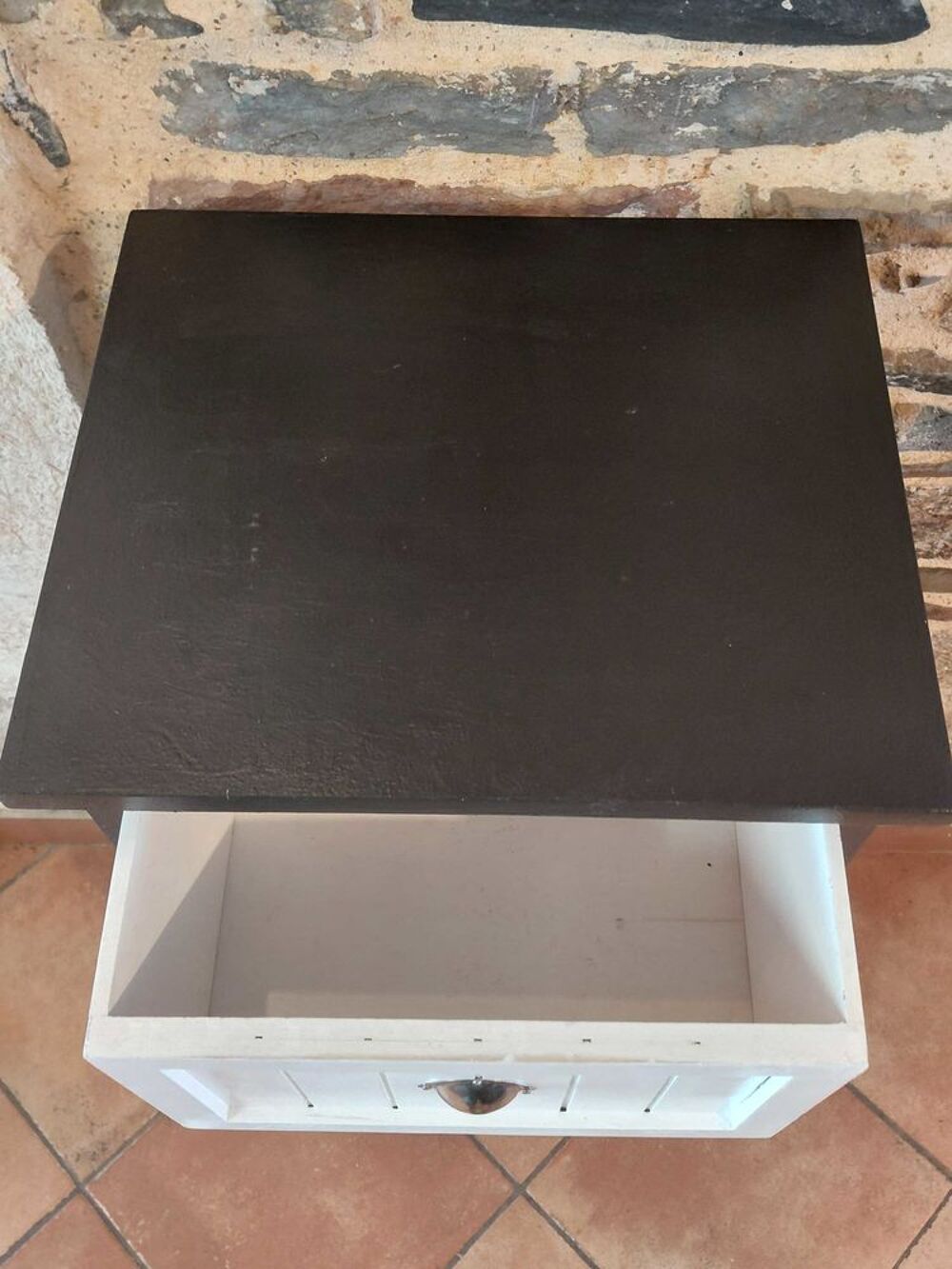 Chiffonnier 4 tiroirs r&eacute;nov&eacute; - Noir &amp; Blanc - Style moderne Meubles