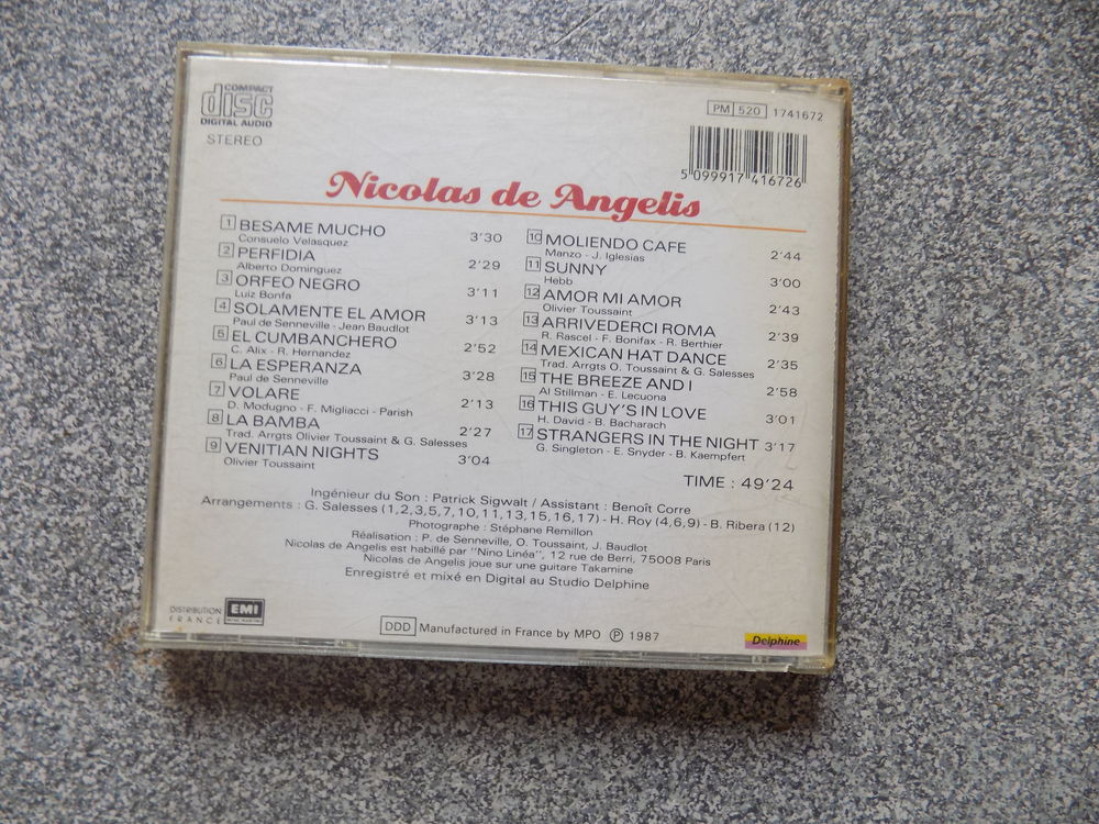 Nicolas de Angelis CD et vinyles