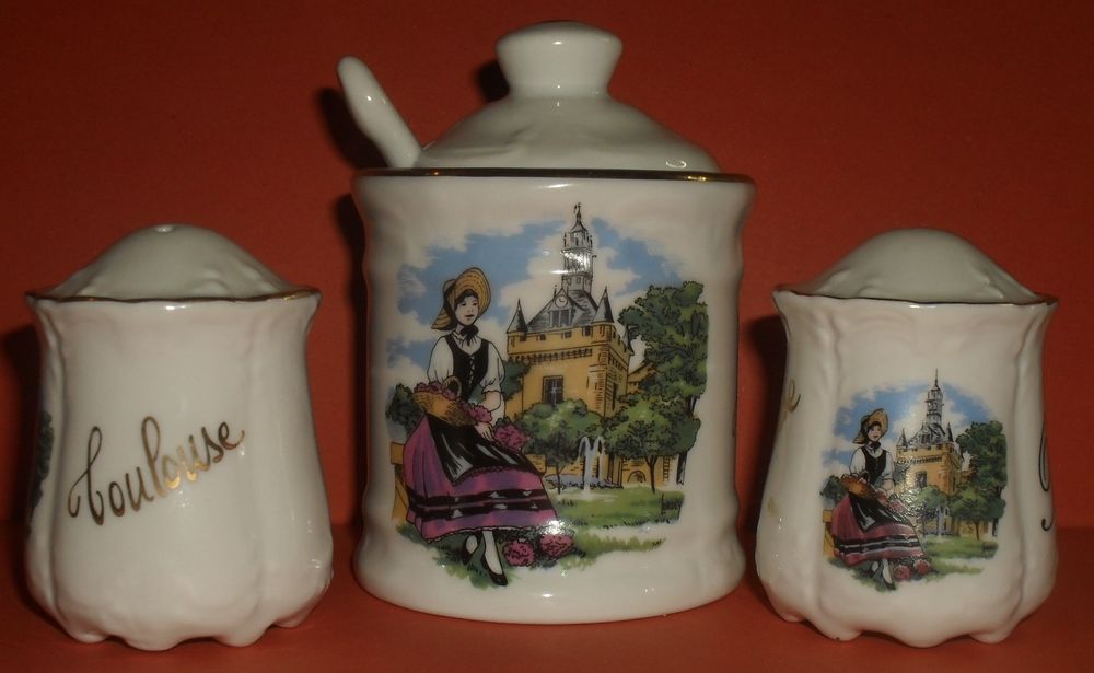 Service Sel Poivre Moutarde en Porcelaine Cuisine