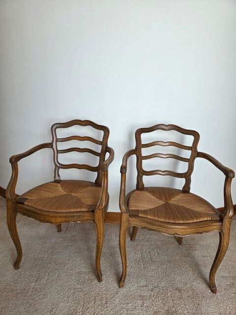 Lot de 2 Fauteuils Chaises anciens style Provençal Louis XV Évry (91)