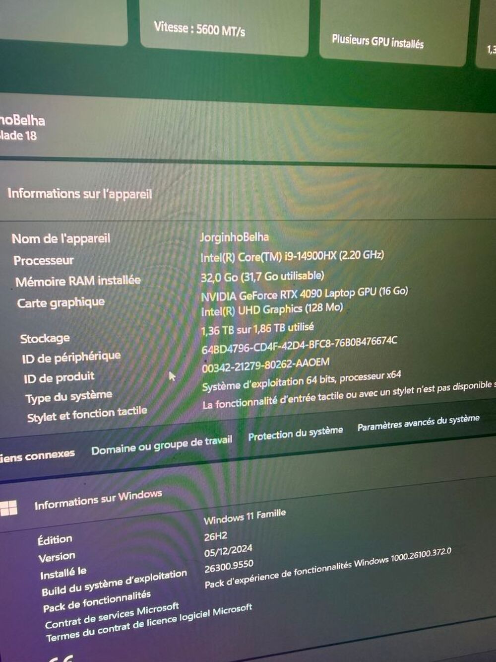 Razer Blade 18 (RTX 4090) ? Facture + Garantie Nov 2026 Matériel informatique