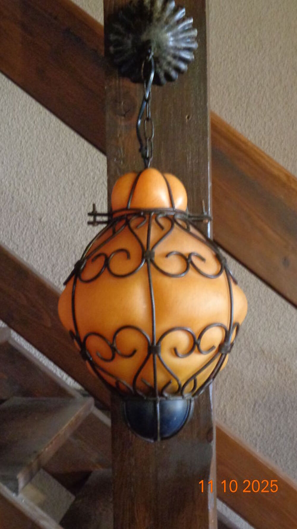 SUSPENSION CAGE PATE DE VERRE MURANO ANNEES 70 Décoration