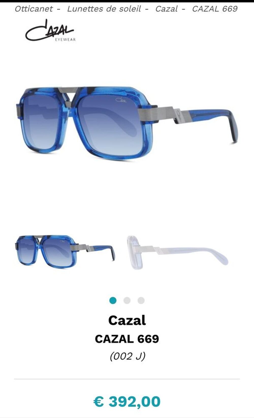  LUNETTES DE SOLEIL CAZAL UNISEX neuves Bijoux et montres