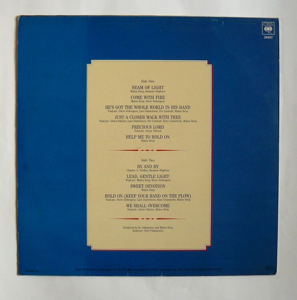 LP Malou BERG : Beam of light - CBS 26.457 - France - 1982 CD et vinyles