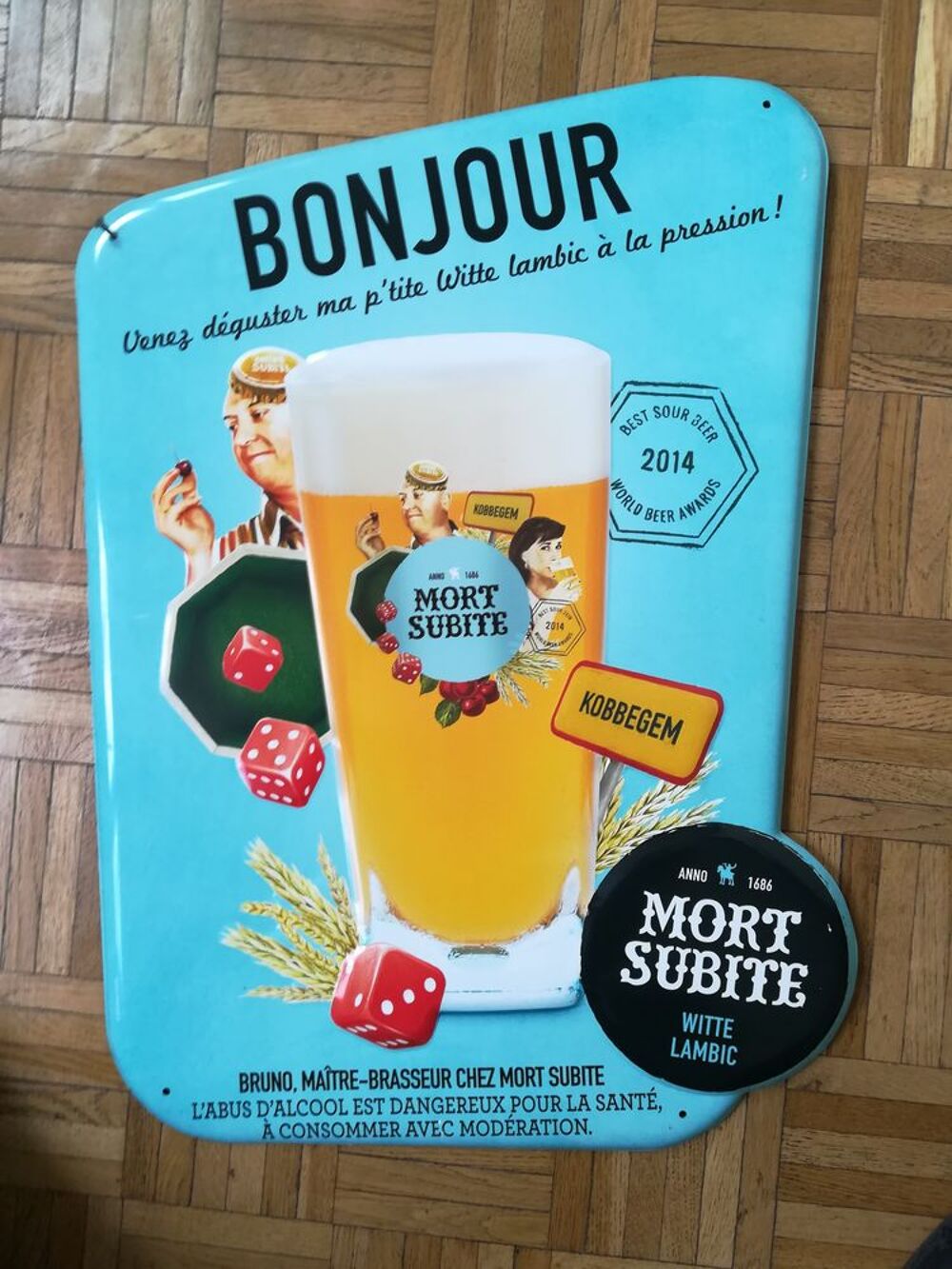 Panneau de bonjour mort subite m&eacute;tal 