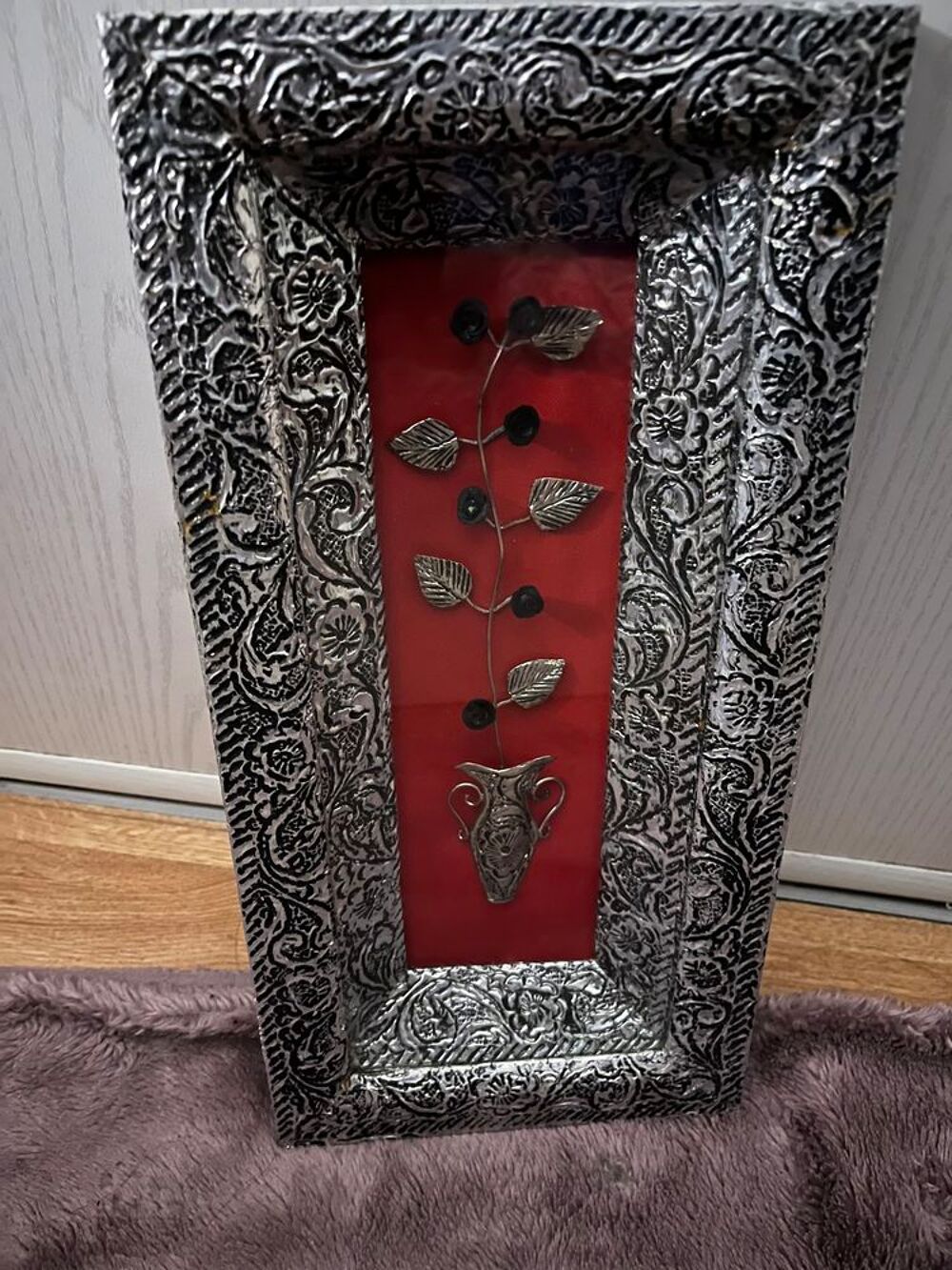 Cadre artisanale sous verre vase Ambre Décoration