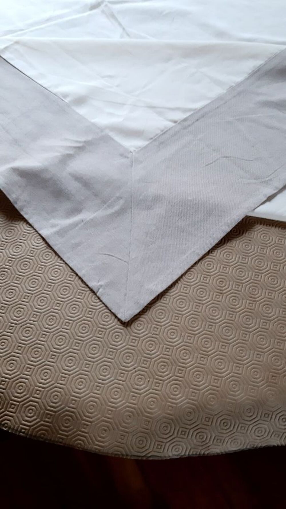 jolie nappe rectangulaire bicolore TEX en coton neuve Dcoration