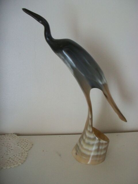 Sculpture H�ron en corne Statuette d'art oiseau 39 Thizy (69)