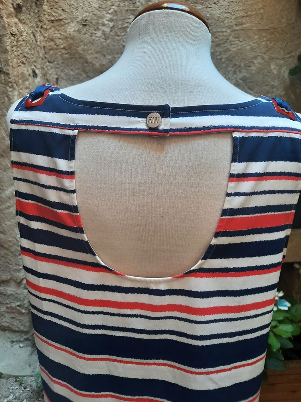 TOP RIVER WOODS RAYE-MARINE-BLANC-ROUGE-R&eacute;f.TOP-008 V�tements