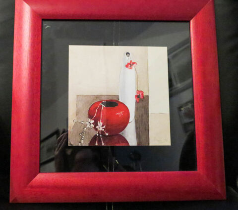 Cadre bois et verre contenant gravure centrale 10 Olonne-sur-Mer (85)