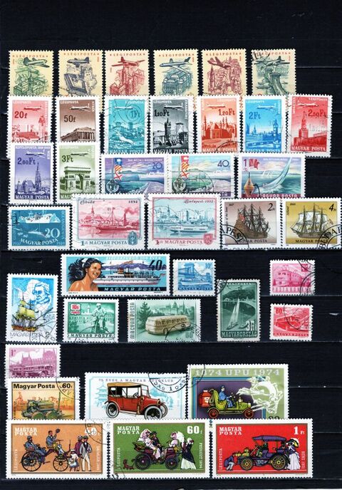 lot de 38 timbres de HONGRIE sur les MODES de TRANSPORTS  1 Les Églisottes-et-Chalaures (33)