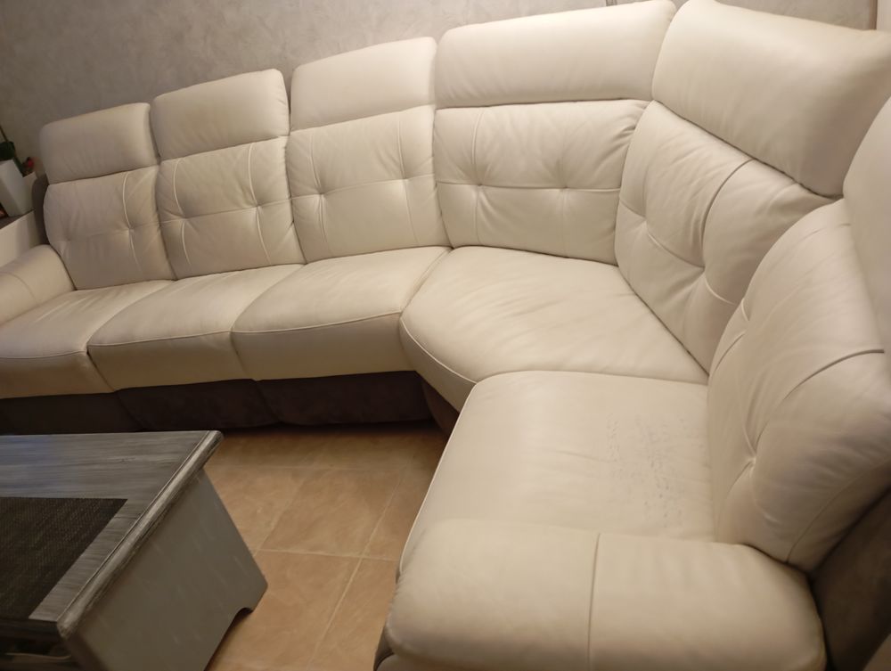 Canap&eacute; d'angle cuir blanc Meubles