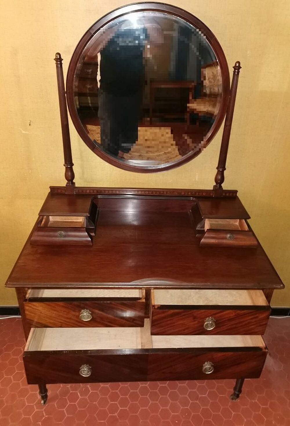Commode coiffeuse miroir sur roulettes style Louis XV bois Meubles