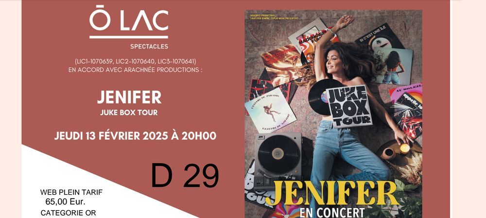 Concert Jenifer 13 f&eacute;vrier Billetterie
