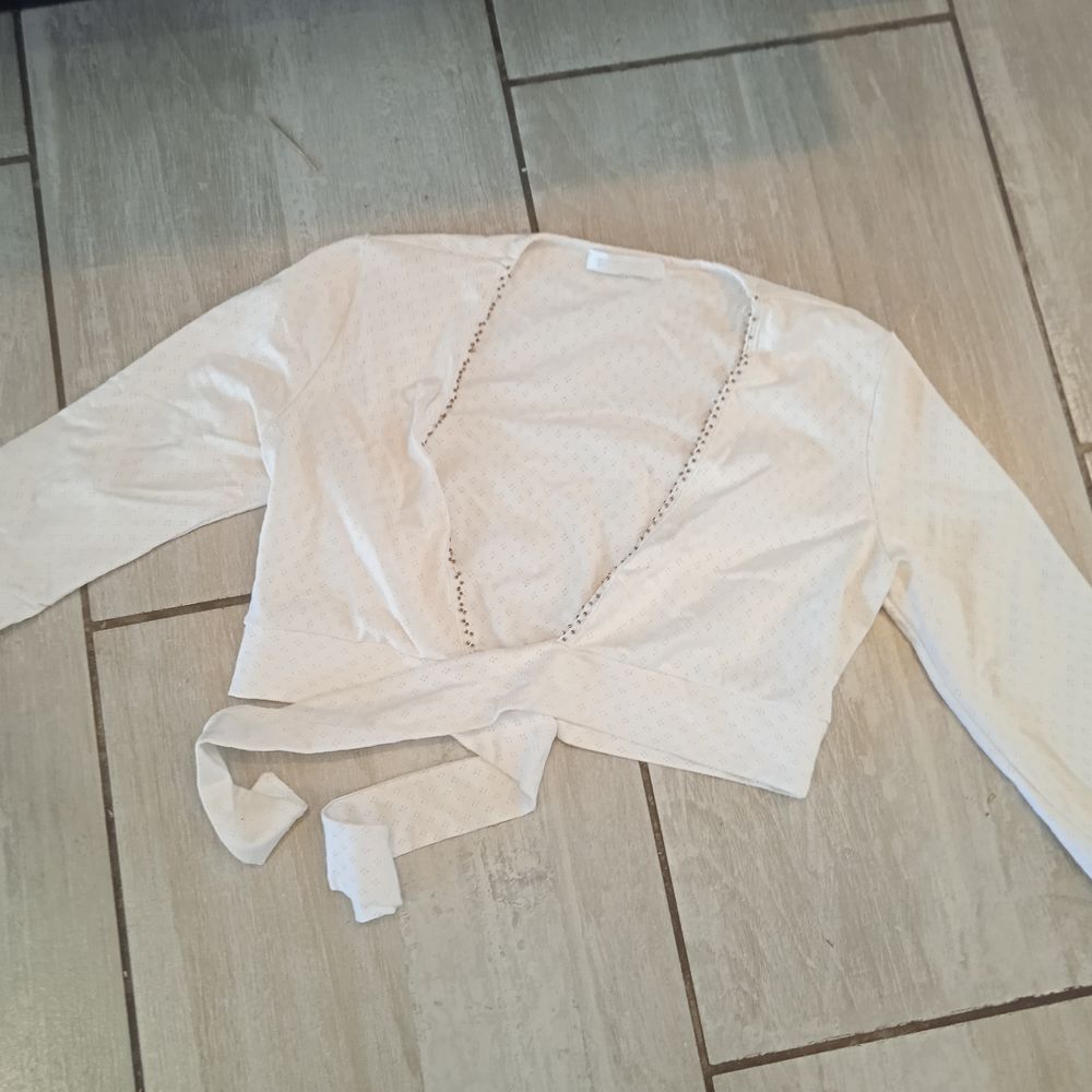 Bolero Promod blanc ceinture &agrave; la taille S 92% polyamide 8% Vêtements