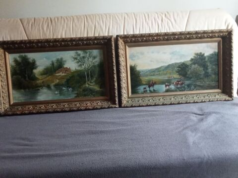 ,Paires de tableaux , peinture sur toile sign� H Huron 500 Civrac-de-Blaye (33)