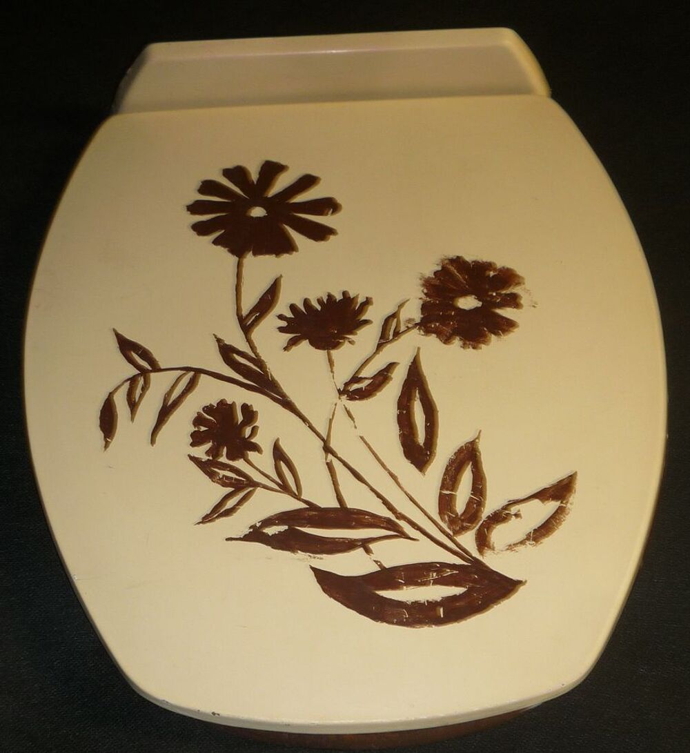 Siege et abattant en bois peint pour WC Décoration