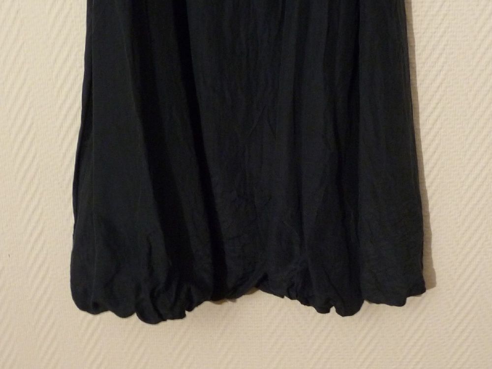 Robe &agrave; Bretelles Bleu Marine en Soie et Coton- Montan Vêtements