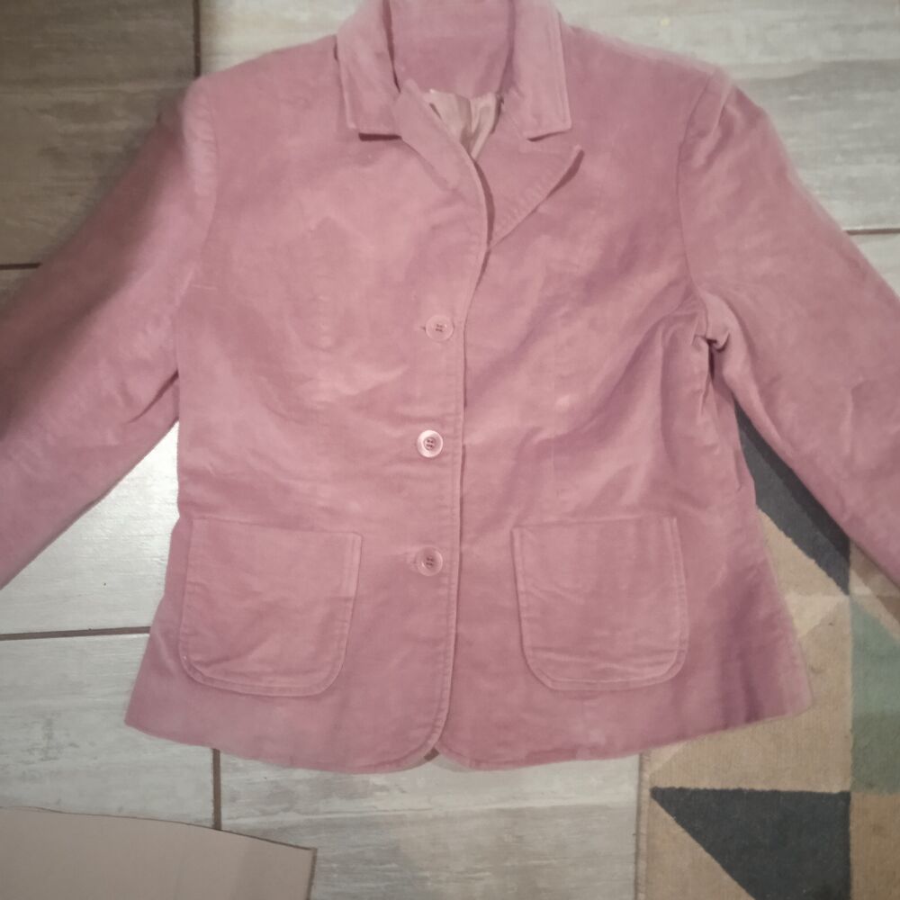 Veste tailleur velours rose fermeture boutons 2 poches sur l Vêtements
