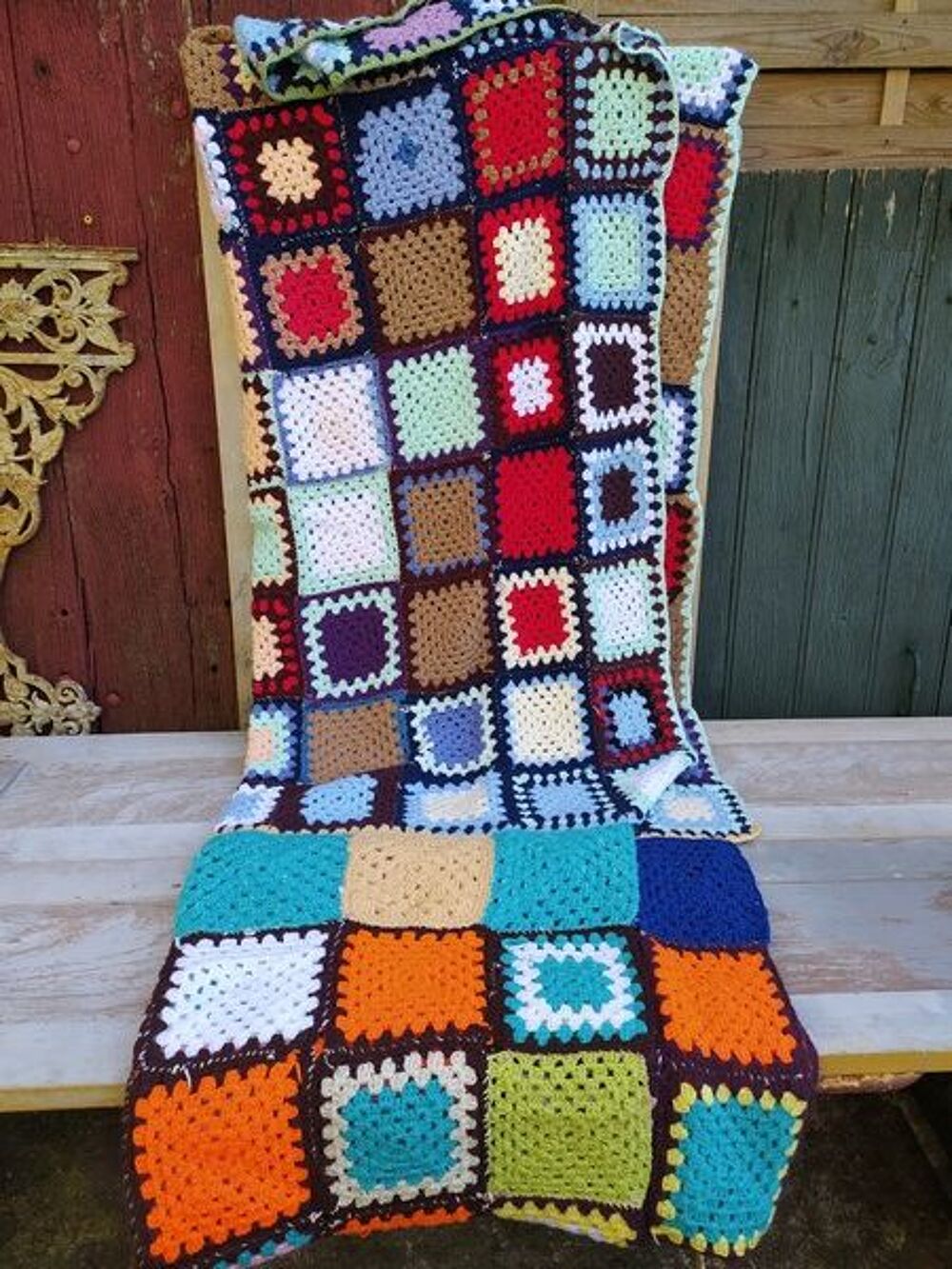 Plaid Patchwork Crochet Laine Boh&egrave;me Vintage 
Décoration