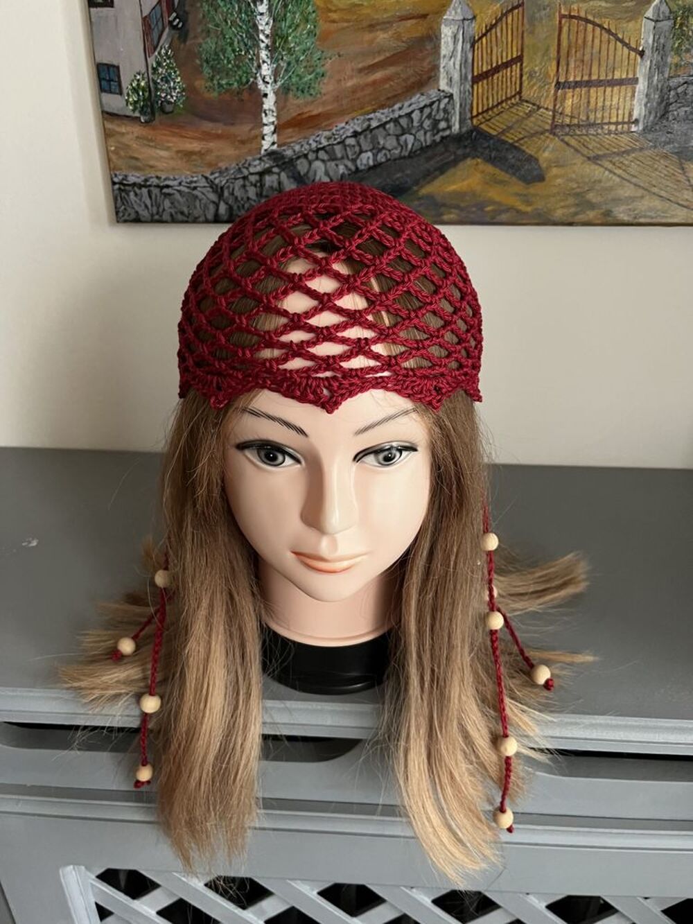 Chapeau Toque Bonnet Rouge perles Vêtements