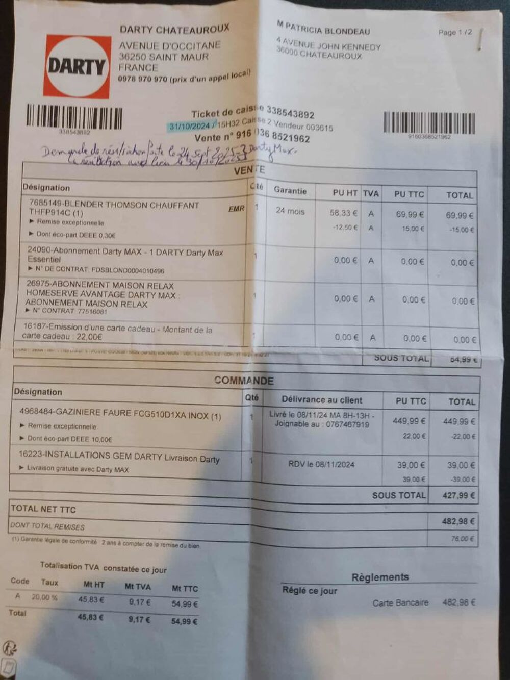gazini&egrave;re gaz Faure Electroménager