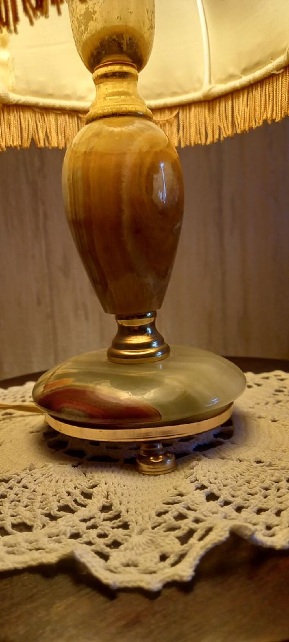 Lampe vintage Onyx ann&eacute;es 70 abat-jour franges ? D&eacute;co Gatsby Décoration