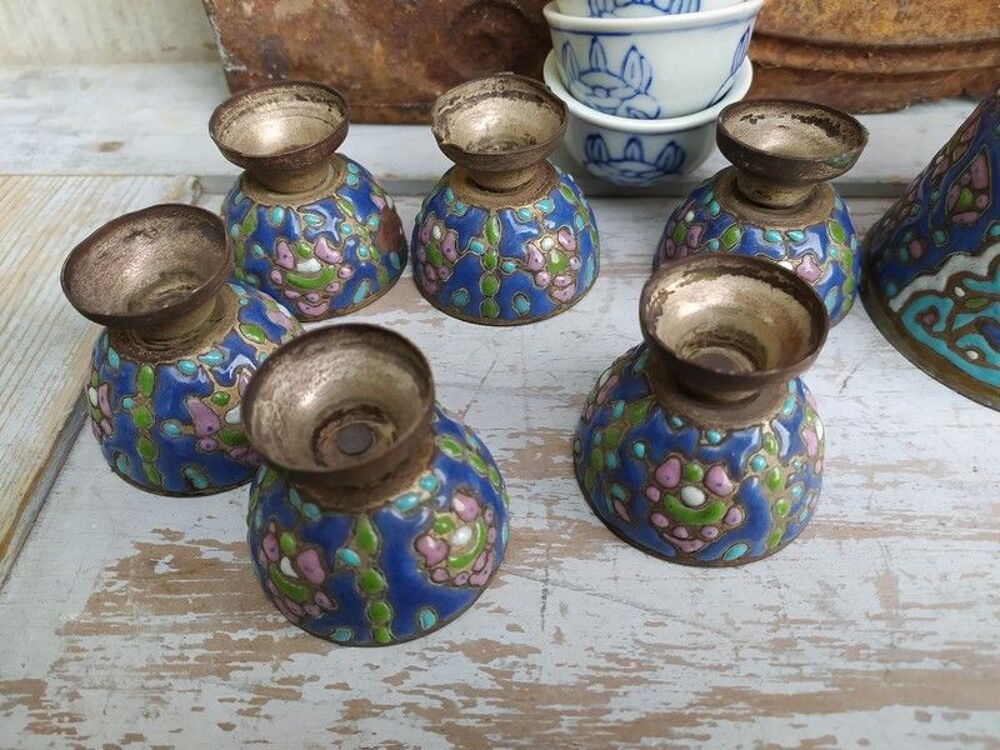Ancien Service &agrave; Caf&eacute; Syrien &Eacute;maill&eacute; Orientaliste Teapot 