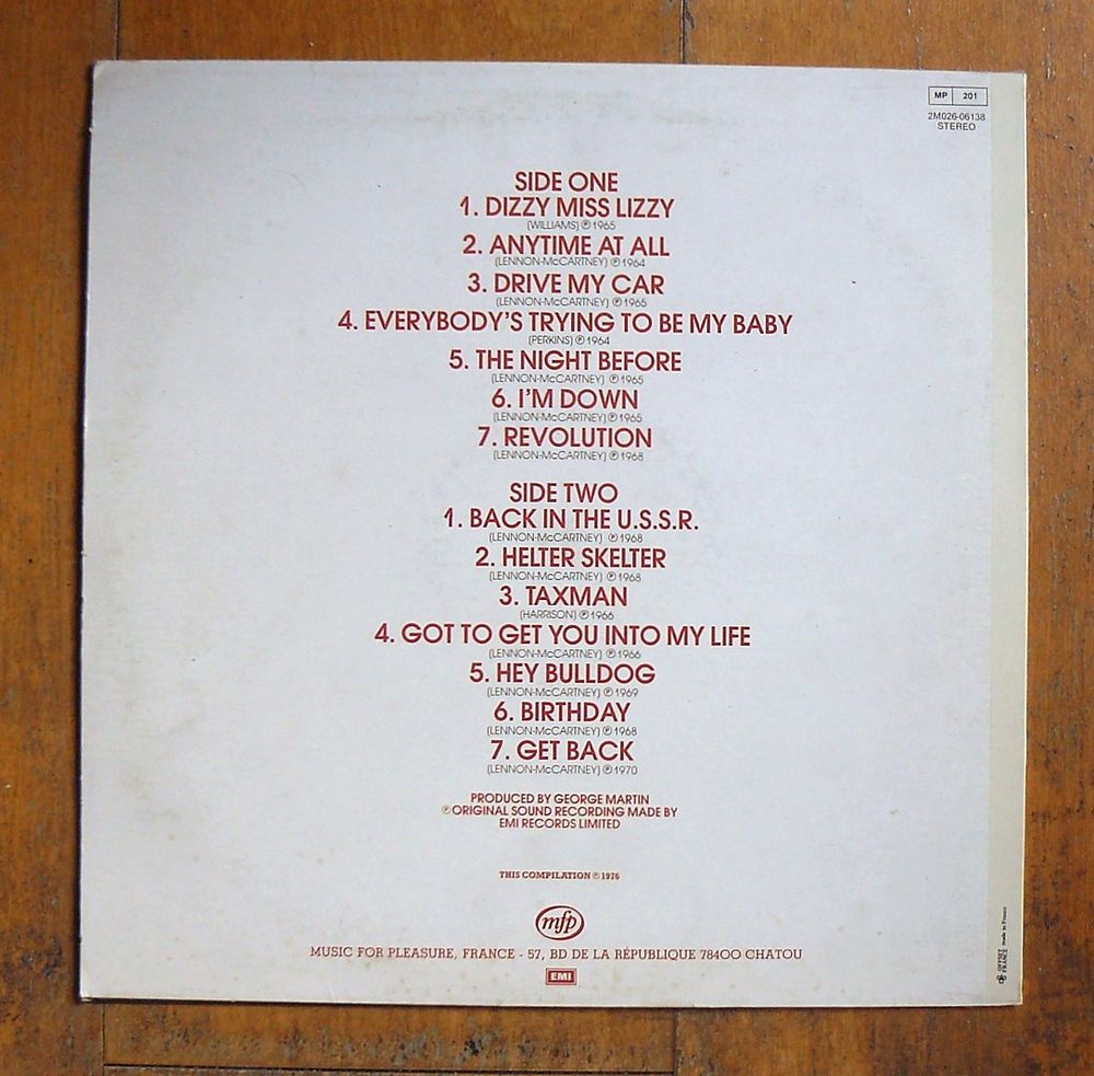The BEATLES : Rock N Roll Music vol. 2 - MFP 2M026-01638 CD et vinyles