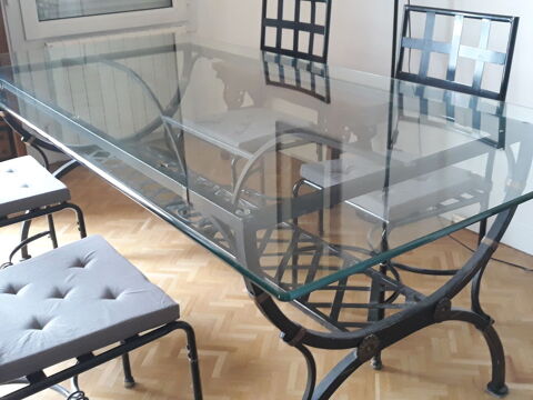 Table verre en fer forgé plateau de verre + 4 chaises 599 Lyon 5 (69)