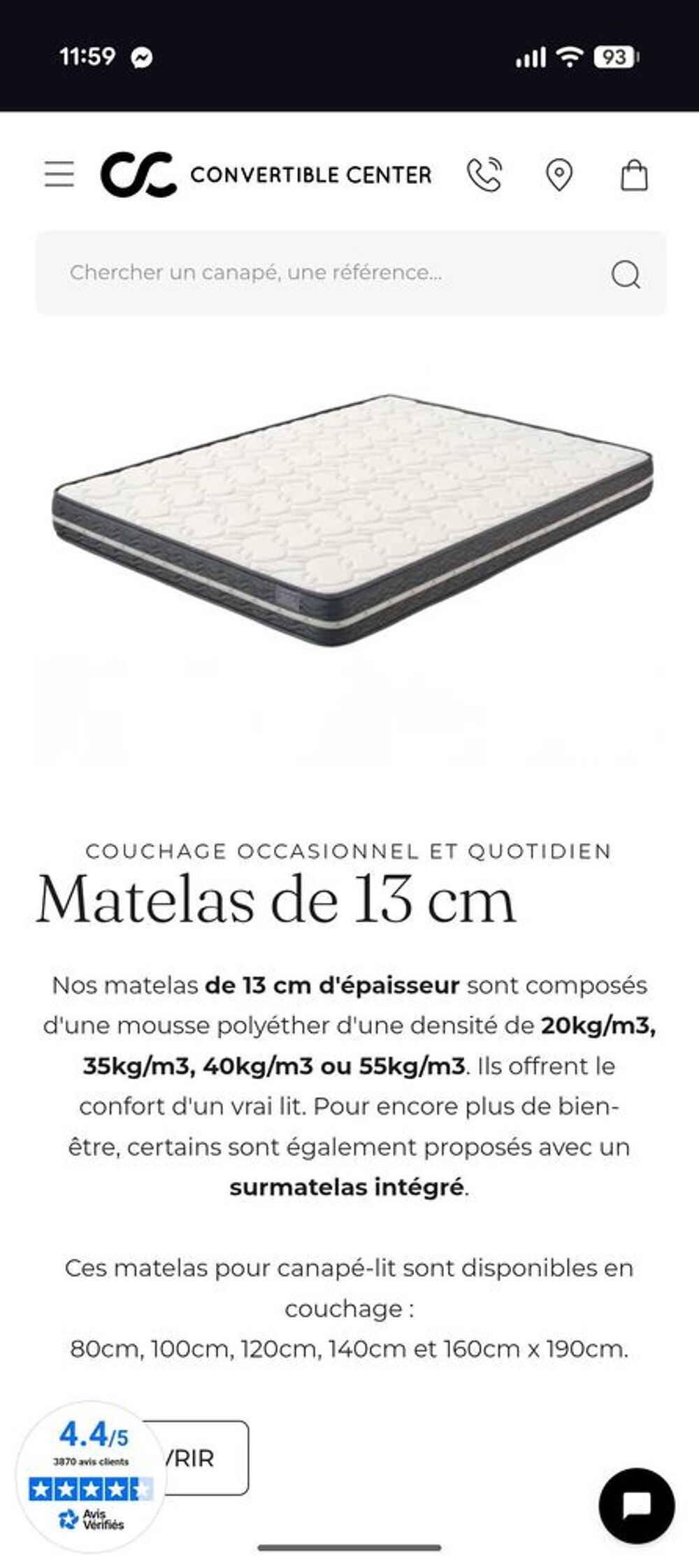 Matelas pour canap&eacute; convertible Meubles