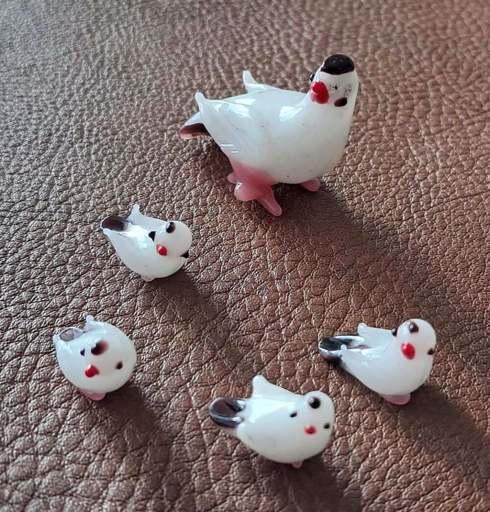 lot de 10 animaux miniatures en p&acirc;te de verre pigeon chien Décoration