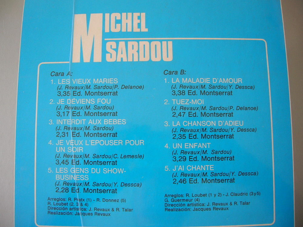 33 TOURS SARDOU La maladie d'amour - ESPAGNE CD et vinyles