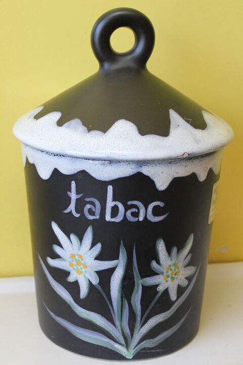Pot a Tabac c�ramique edelweiss GABRIEL FOURMAINTRAUX 1950 Issy-les-Moulineaux (92)