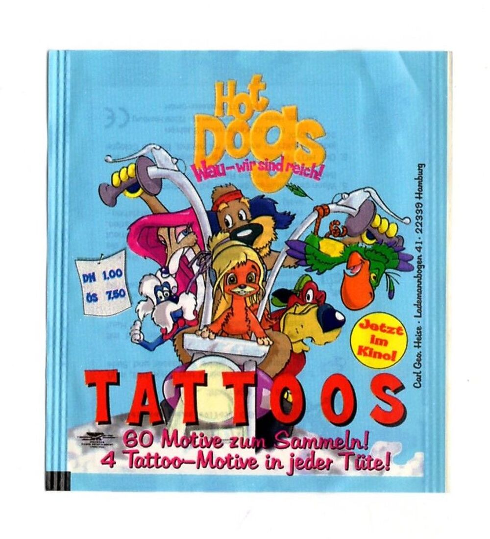 Pochette "HOT DOGS Tattoos" - Tatouages &eacute;ph&eacute;m&egrave;res 