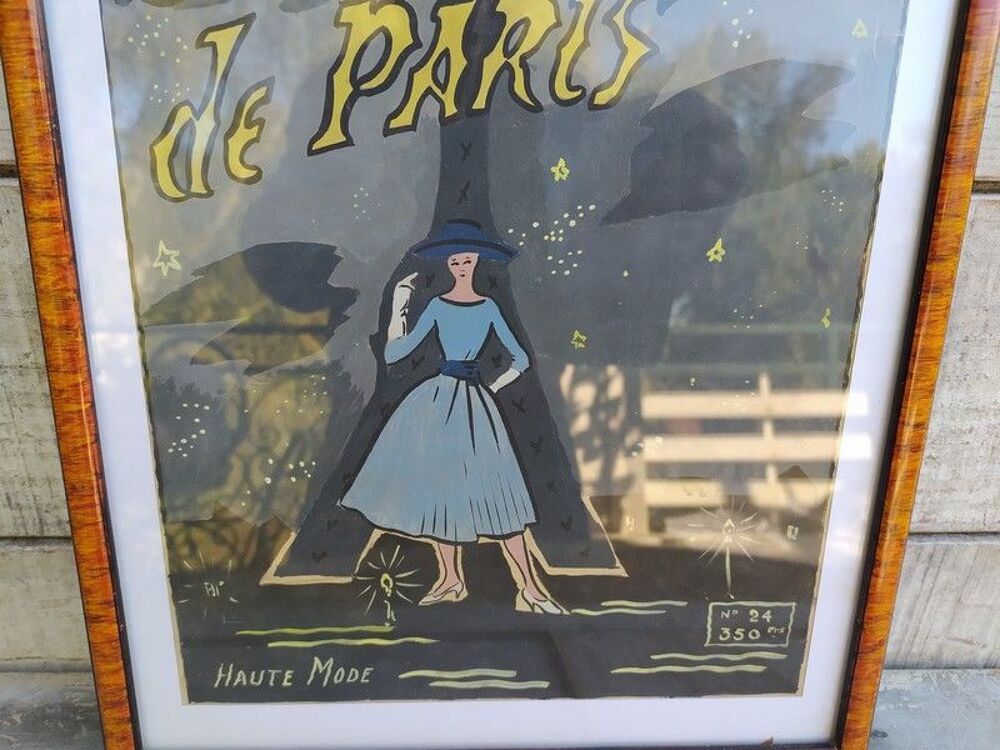 Gouache Originale Couverture Mode Sous le Signe de Paris 