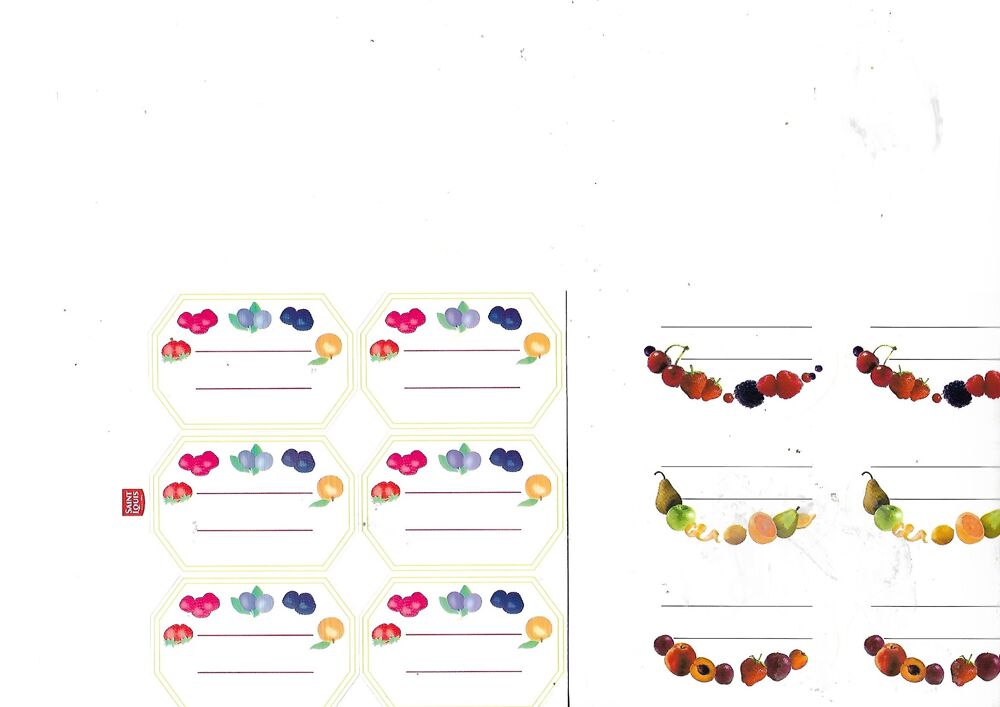  LOT DE 200 ETIQUETTES POUR POTS DE CONFITURE OU BOCAUX 