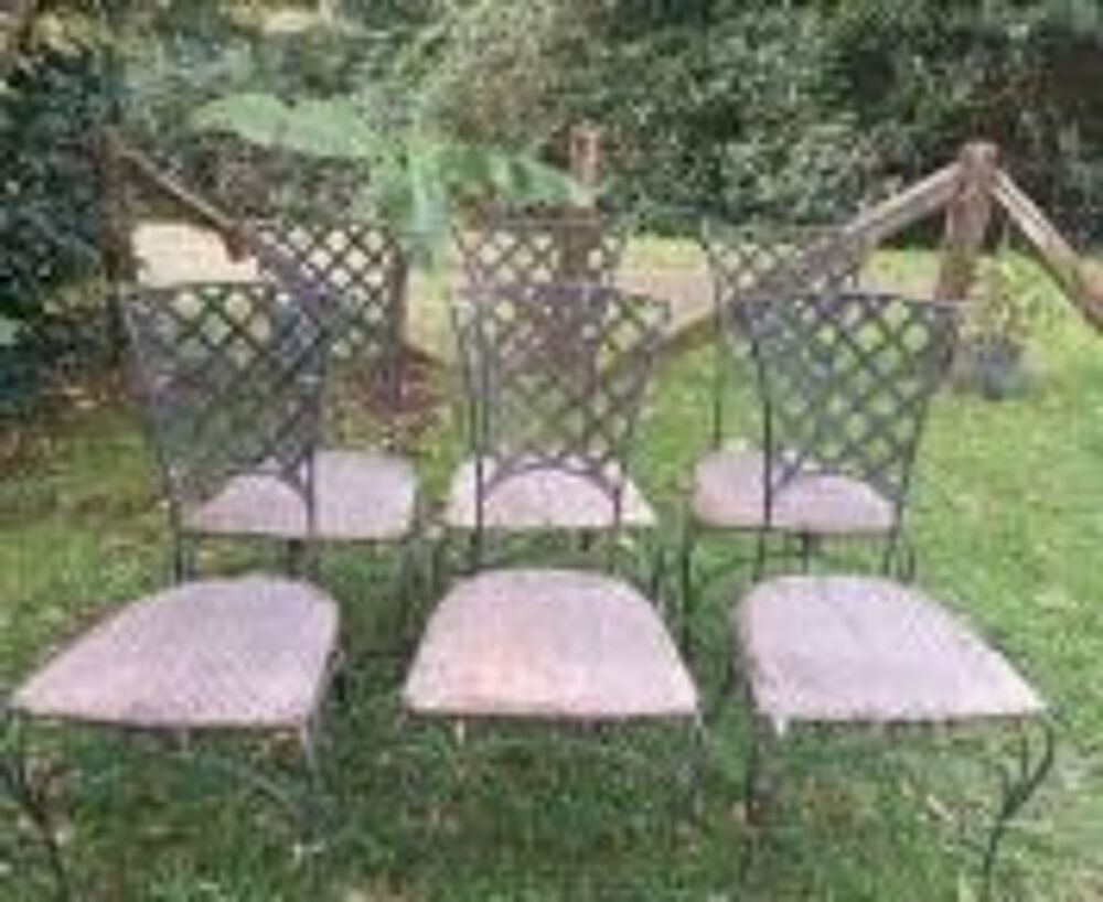 table en fer forg&eacute; et ses 6 chaises Jardin