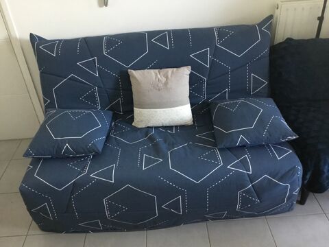 Canap-Lit Bleu en Tissu avec Coussins 180 Bayonne (64)
