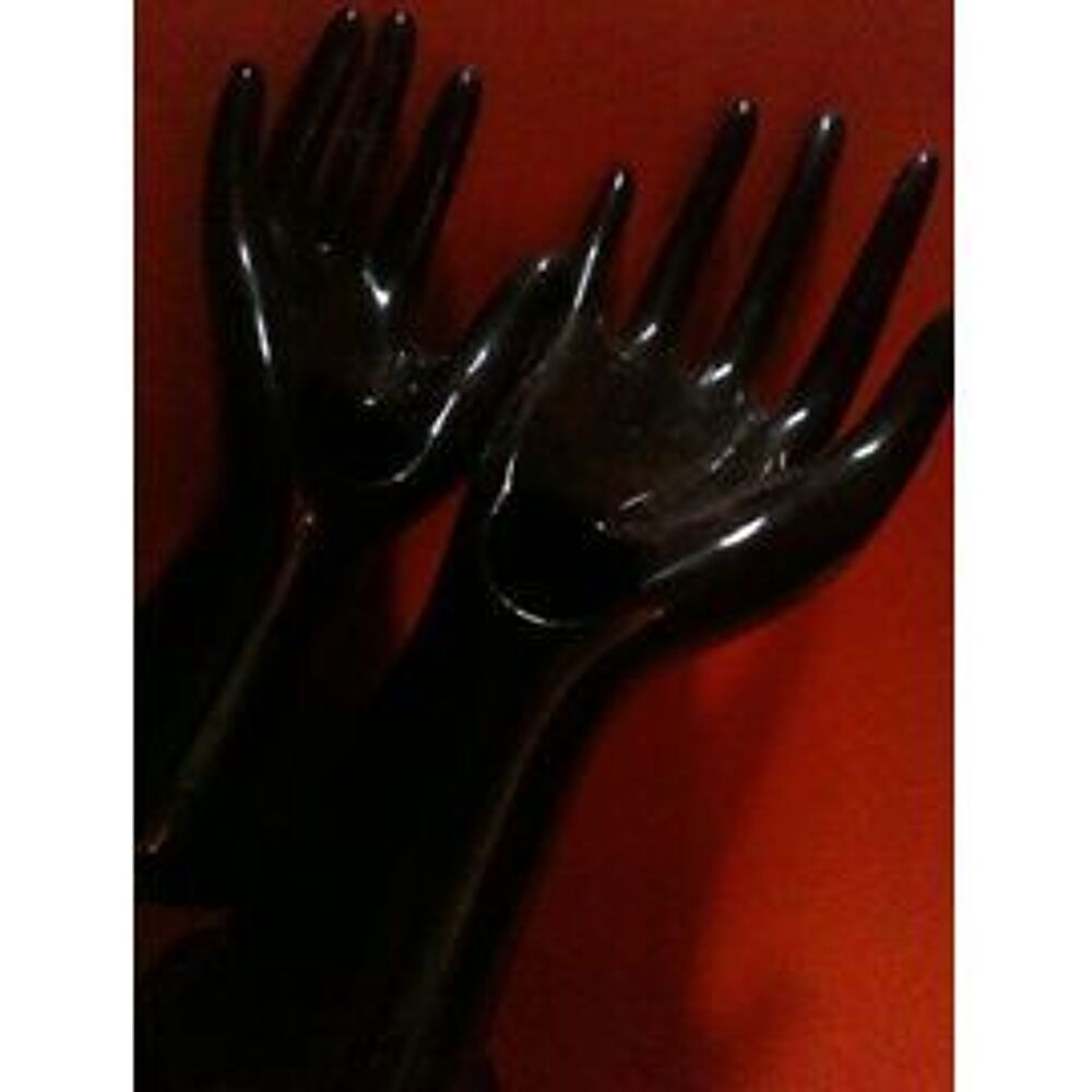 Lot de 2 mains soliflore vase c&eacute;ramique noire vintage 1970. Décoration