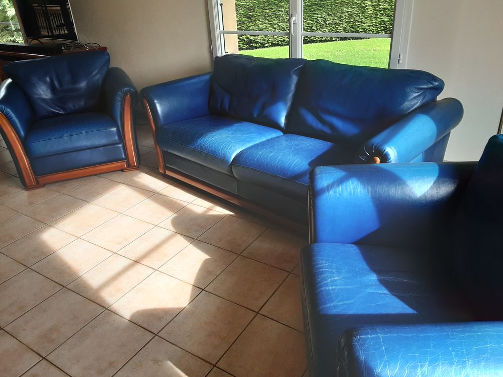 Canap&eacute; 2 fauteuils en cuir Meubles