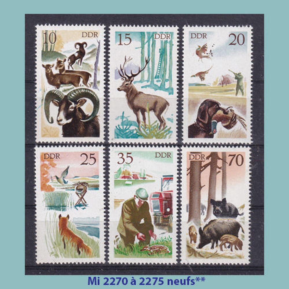 DDR S&eacute;rie collection timbres Chasse 1977 neufs Allemagne 