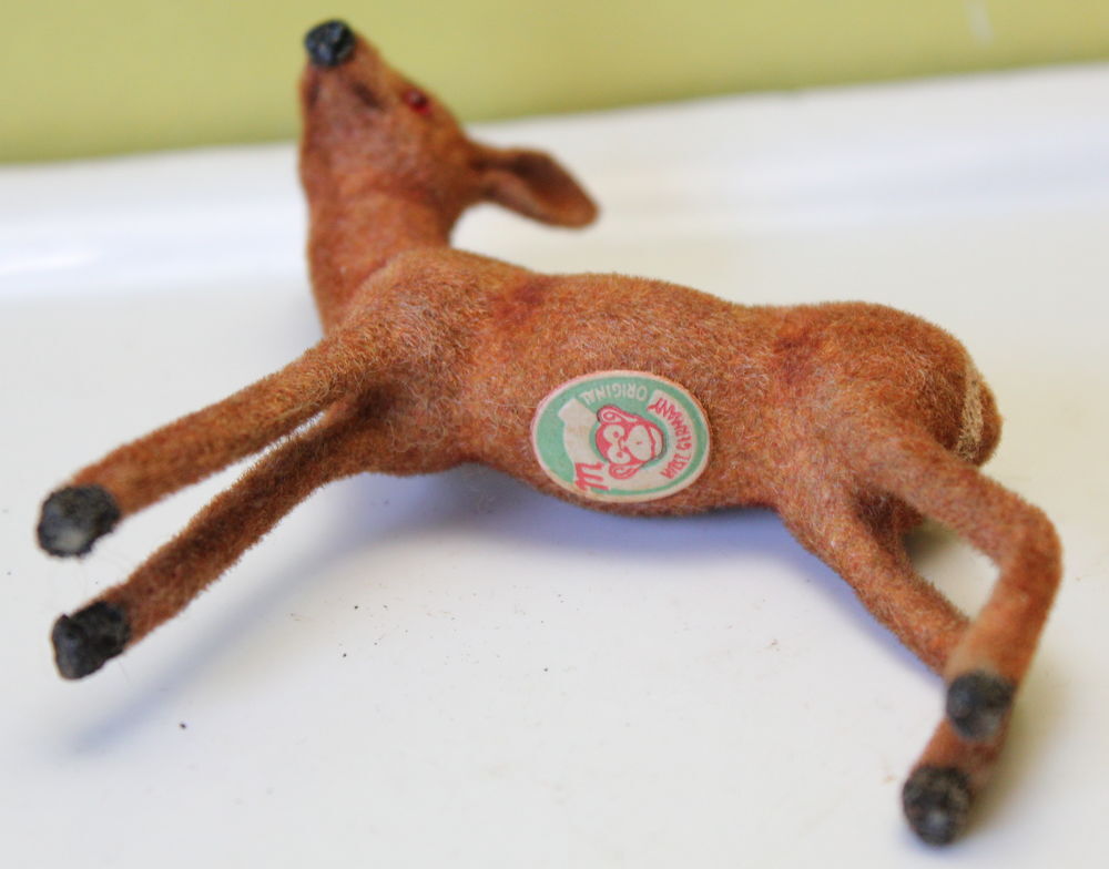 Jouet vintage MAX CARL Germany animal floqu&eacute; biche Jeux / jouets