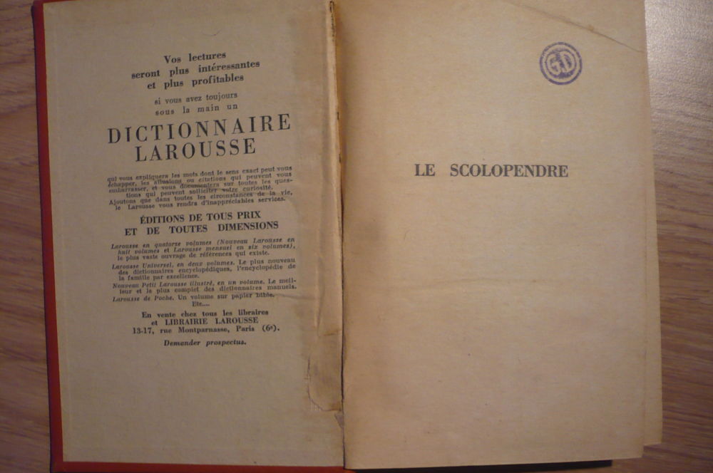 LE SCOLOPENDRE de Henri BERNAY (1927) Livres et BD