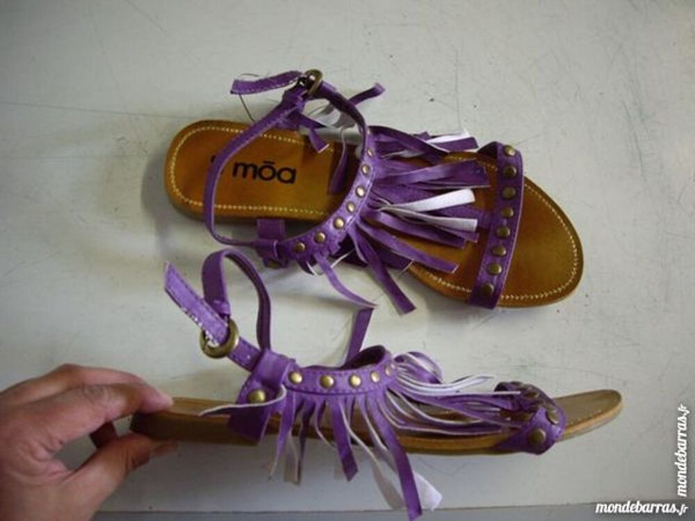 Nu-pieds &agrave; franges Violet pt 40-neuves &agrave; 5 € Chaussures