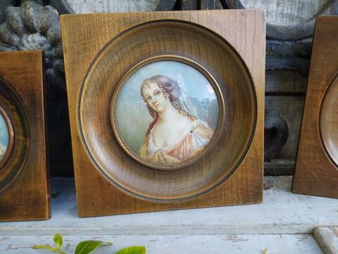 Ancienne Peinture Miniature Portrait Femme Sign�e Gebelin 80 Loches (37)